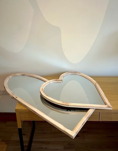 Heart-Shaped Wooden Mirror 65cm