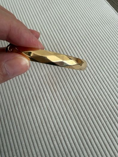 Stunning Vintage Mid-Century 9ct Gold "B.Core" Geometric Faceted Hinged Bangle