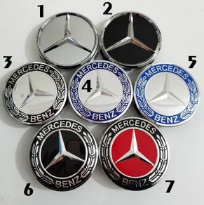 4PCS 75MM Mercedes Blue Silver Chrome Silver Red Black Car Alloy Wheel Center Wheel Hub Caps A B C CLA CLS G M R W202