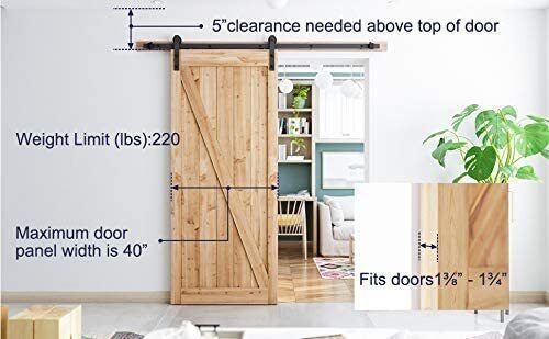 6.6FT Barn Door Hardware Kit with Black Handle