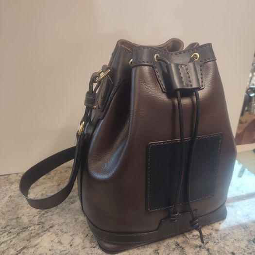 Handmade leather bucket bag