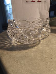 Gorgeous WATERFORD CRYSTAL 8 inches Footed SCALLOPED Bowl w/ Diamond Cut Pattern, Crafted In Ireland, Excellent Condition
