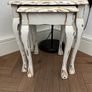 Upcycled French Country Nesting Tables Set Distressed White and Gold Image 3