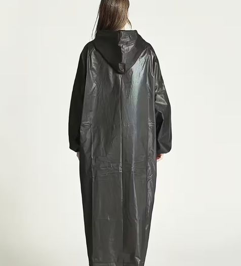 3pcs Black High Quality EVA Thickened Full Body Raincoats - Hooded Long Sleeve with Adjustable Drawstring Hood & Button Front for Outdoor Cycling, Hiking, Travel - Lightweight Portable Women's Rain Gear, Cycling Rainwear | Minimalistic Design