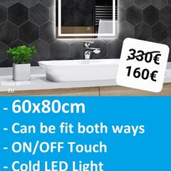 LED Bathroom Mirror 60x80cm Makeup Vanity Ensuite Cold Light