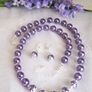 Beaded Deep Purple and Silver Matching Set Necklace and Earrings Image 4