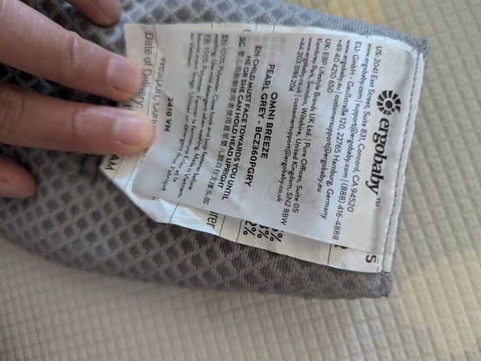 Ergobaby Omni Breeze Carrier - Pearl Grey (Brand New / Unused in Box)