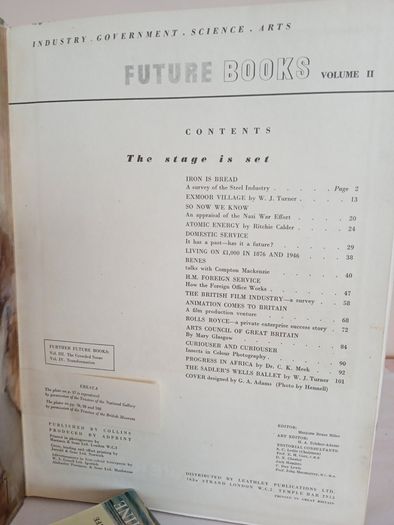 Future Books: Industry, Government, Science, Arts, Volume II The Stage is Set Edited by Marjorie Bruce Milne (GT470)