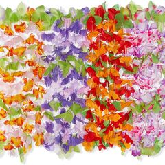 40 Hawaiian Flower Garlands Lei Necklaces - Hula Tropical-Themed Party Accessories Decorations for Kids and Adults