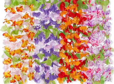 40 Hawaiian Flower Garlands Lei Necklaces - Hula Tropical-Themed Party Accessories Decorations for Kids and Adults