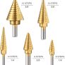 Step Drills,5PCS Step Cone Drill Bit Sets 50 Sizes ,Titanium Coate,Pagoda drill with Automatic Center Punch,Hex Shank,High Speed Step drill bits for Wood, Stainless Steel, Sheet Image 8