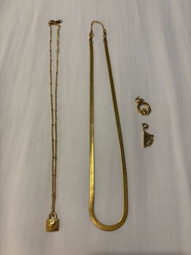 Gold Necklaces x2 - 18k Plated - Irish Charms x2