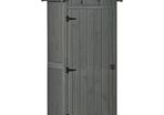 Garden Shed Vertical Utility 3 Shelves Shed Wood Outdoor Garden Tool Storage Unit Storage Cabinet, 77 x 54.2 x 179cm - Grey (FREE SHIPPING)