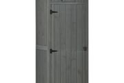 Garden Shed Vertical Utility 3 Shelves Shed Wood Outdoor Garden Tool Storage Unit Storage Cabinet, 77 x 54.2 x 179cm - Grey (FREE SHIPPING)
