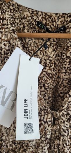 ZARA cream printed dress Sz S (Fit 8UK) - Bnwt Rrp 59.99
