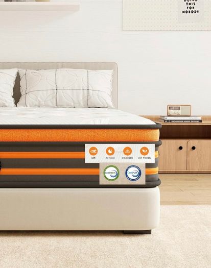 5FT King Size Mattress, 10 Inch 9 Zone Hybrid Orthopedic Mattresses King Mattress Gel Wave Memory Foam Pocket Sprung Mattress for Pressure Relief Motion Separation & Edge Support, 150x200x25cm