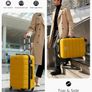 28 Inch Large Suitcase for Checked Luggage, Business Trip, ABS PC, Lightweight Hard Shell Luggage with 360 Rubber Spinner Wheels, YKK Zipper, Telescopic Handle, TSA Lock, Lemon Yellow Image 4