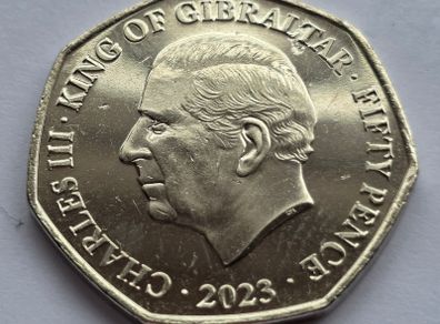 Gibraltar Coin Charles III Coronation 50 pence 2023 UNC