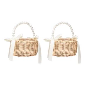 Brand New Wicker Flower Girl Baskets Handmade Rattan with Handles