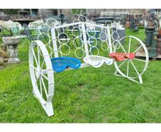Cart Wheel Bench With Tractor Seats White KAS1354