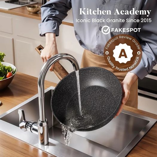 17pcs Induction Hob Pan Set, Black Granite Cookware Sets Pots and Pans Sets Non Stick, Nonstick Cookware and Bakeware, PFOA & PFOS Free
