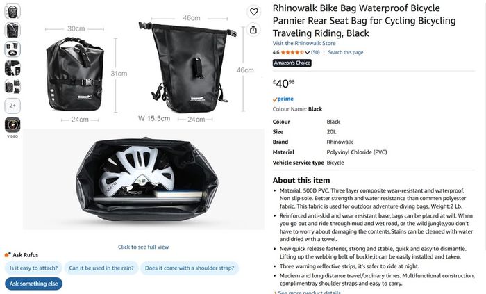 Rhinowalk waterproof bike bag