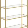 5 Tier Bookcase Tempered Glass Gold Shelves Image 5