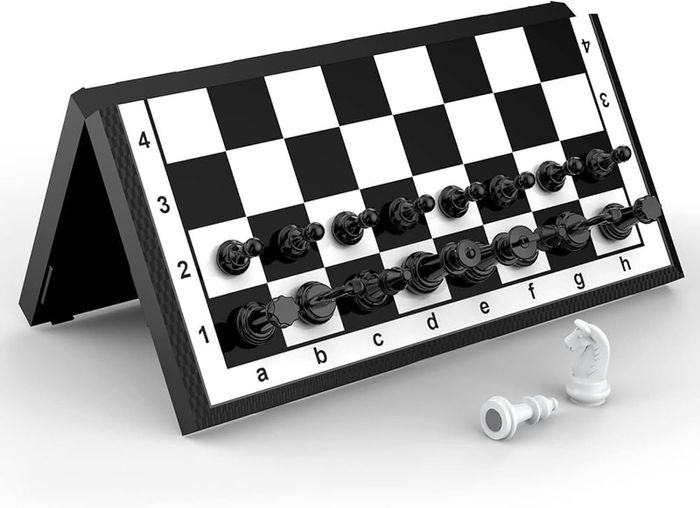 Set Board Games Sets Magnetic Folding Portable Garden Travel Gifts Traditional Strategy Game for Kids and Adults,Black-White