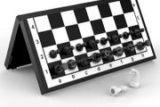 Set Board Games Sets Magnetic Folding Portable Garden Travel Gifts Traditional Strategy Game for Kids and Adults,Black-White