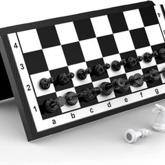 Set Board Games Sets Magnetic Folding Portable Garden Travel Gifts Traditional Strategy Game for Kids and Adults,Black-White