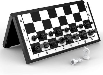 Set Board Games Sets Magnetic Folding Portable Garden Travel Gifts Traditional Strategy Game for Kids and Adults,Black-White