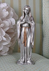 Art Nouveau Figurine Madonna Statue Silver Sculpture Church Figurine Mar