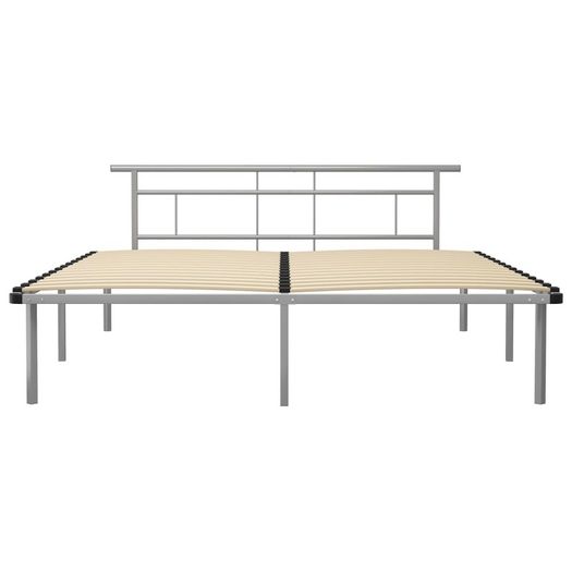 Bed Frame Grey Metal 200x200 cm