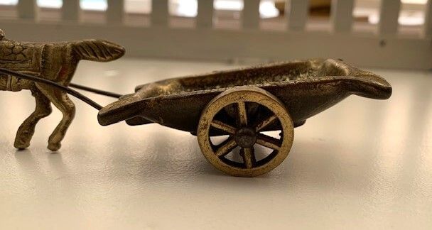 Mid Century Brass Horse & Cart Ornament