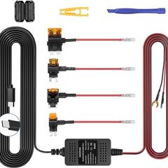 Dash Cam Hardwire Kit, Type-C USB Hard Wire Kit 12V-24V to 5V Hardwire Kit with Low Voltage Protection 13ft Dash Cam Charger Power Cord for Dashcam GPS Power Supply Radar Detectors and More