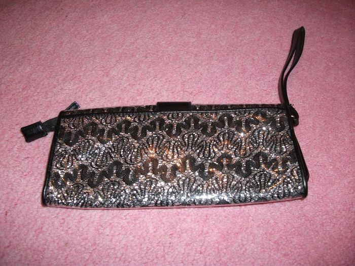 Bay black/silver clutch zip buckle bag + Purse