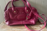 Longchamp cross body bag deep purple leather Longchamp maroon leather bag mid size