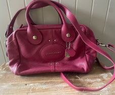 Longchamp cross body bag deep purple leather Longchamp maroon leather bag mid size