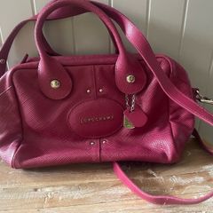 Longchamp cross body bag deep purple leather Longchamp maroon leather bag mid size