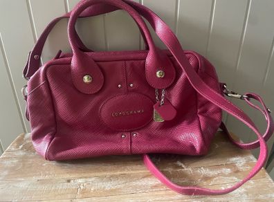 Longchamp cross body bag deep purple leather Longchamp maroon leather bag mid size