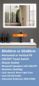 LED Bathroom Mirror Shaver Socket