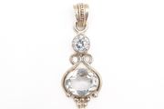 White Quartz And Cubic Zirconia Sterling Silver Pendant