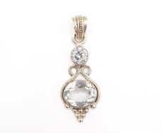 White Quartz And Cubic Zirconia Sterling Silver Pendant