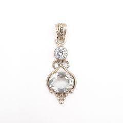 White Quartz And Cubic Zirconia Sterling Silver Pendant
