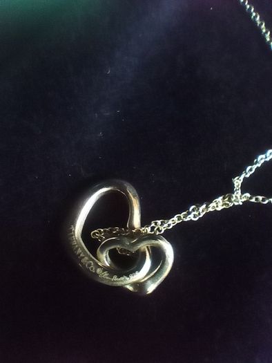 Tiffany and Co silver pendant, double Open Heart, Elsa Peretti