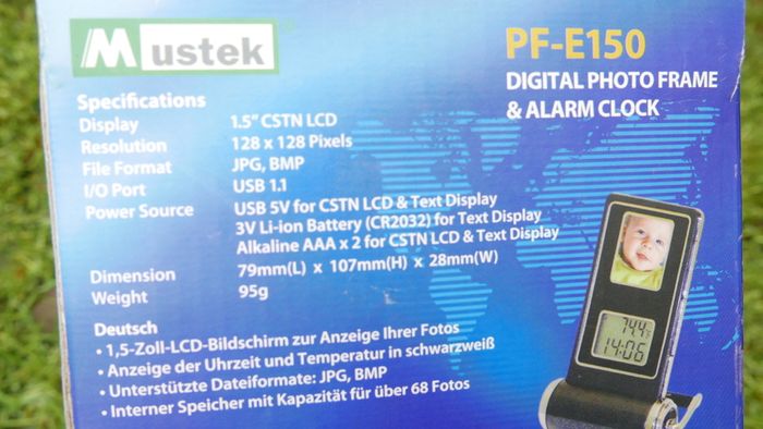 Mustek Digital Clock Pictures Travelphoto Frame Holds 70 Pictures Model PF-E150