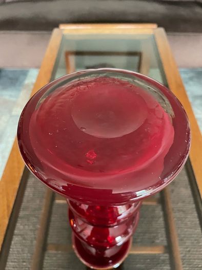 Uber Retro Mid Century Heavy Ruby Red Vase