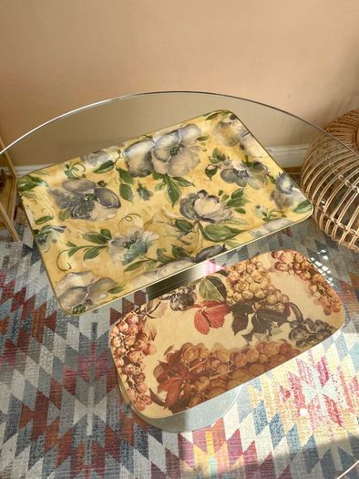Vintage French Manover Fiberglass Tray, Grape Vine