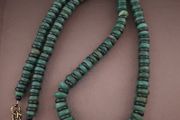 Vintage Tire Shape Jade &amp; Bone Beads Necklace 24 inches