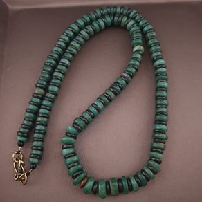 Vintage Tire Shape Jade & Bone Beads Necklace 24 inches
